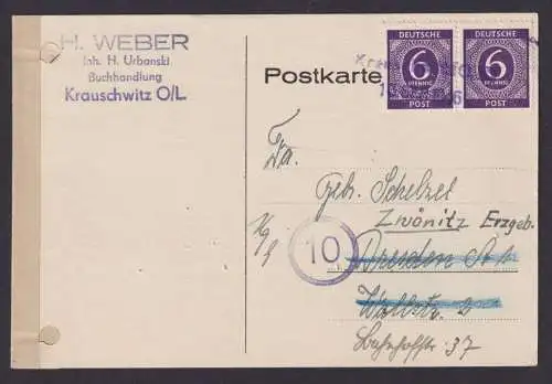 Briefmarken Besetzung Ganzsache MEF 6 Pfg. Gemeinschaft Notstempel Krauschwitz