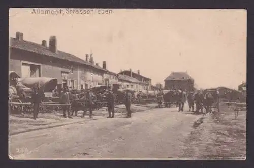 Ansichtskarte Feldpost Allamont Frankreich Strassenleben n. Lohmar b. Siegburg