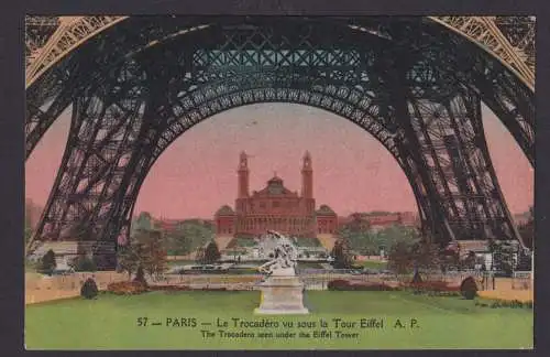 Ansichtskarte Künstlerkarte Paris Frankreich Eifelturm Le Trocadero Ausstellungs