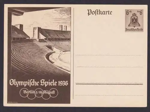Deutsches Reich Ganzsache Olympia Sport Berlin 1936 Luxus