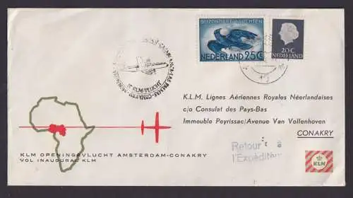Flugpost Brief Air Mail KLM Niederlande Destination Amsterdam Conakry Guinea