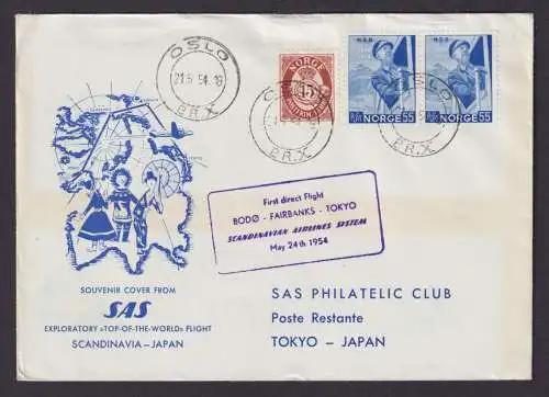 Flugpost Brief Air Mail SAS Norwegen Scadinavia Tokio Japan toller Umschlag