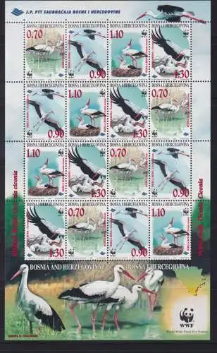Bosnien Herzegowina 132-135 Naturschutz Tiere Vögel Weißstorch selt. Kleinbogen