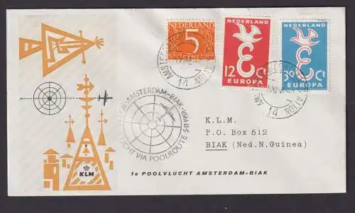 Flugpost Brief Air Mail KLM Amsterdam Niederlande Biak Nied Neuguinea Polarroute