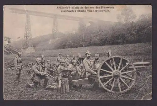 Ansichtskarte Feldpost Bouillonville Frankreich Artillerie Stellung Gesprengte