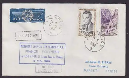 Flugpost Brief Air Mail inter. Destination Frankreich Franz. Polynesien Papeete