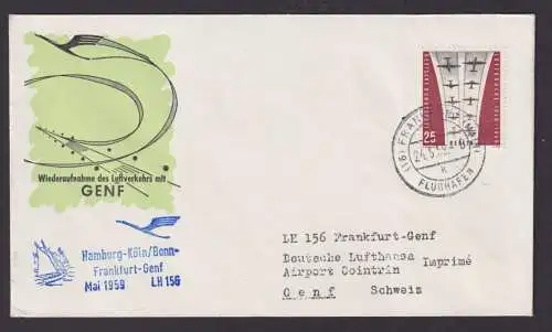 Flugpost Brief Air Mail Lufthansa Wiederaufnahme des Flugverkehrs mit Genf LH156