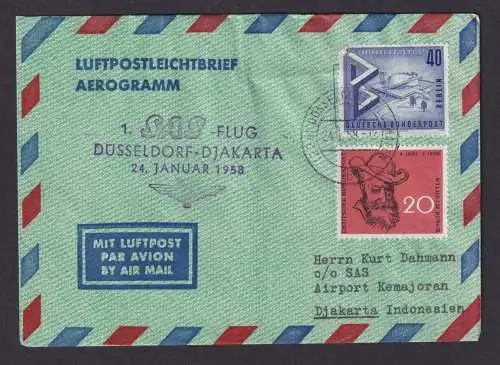 Flugpost Brief Air Mail gutes Aerogramm überfrankiert Berlin Bund Destination