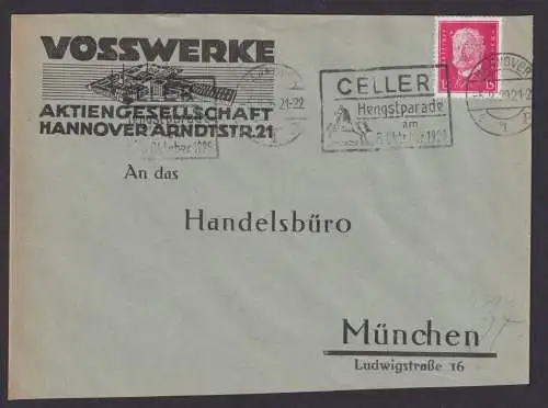 Perfin Lochung Deutsches Reich Brief EF Hindenburg VW Vosswerke Reklame Umschlag
