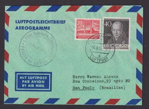 Flugpost Brief Air Mail Berlin MIF Bauten Männer Aerogramm 1. Flug Hamburg