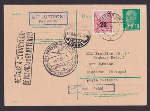 Flugpost Brief Air Mail DDR Ganzsache Pieck P 53 ZuF Fünfjahrsplan Zuleitung
