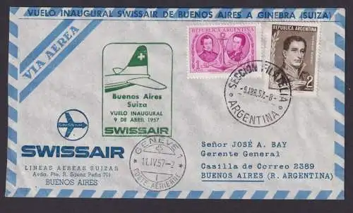 Flugpost Brief Air Mail Swissair Buenos Aires Argentinien Genf Schweiz