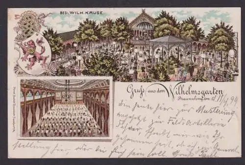 Litho Ansichtskarte Wilhelmsgarten Braunschweig Niedersachsen Bes. Wilhelm Kruse