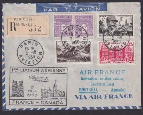 Flugpost Brief Air Mail Air France Paris Frankreich Montreal Kanada Einschreiben