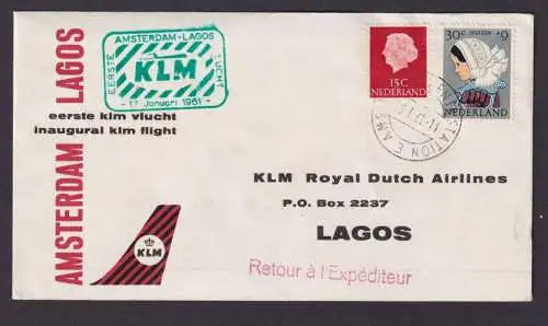 Flugpost Brief Air Mail KLM Niederlande Amsterdam Lagos Erstflug 16.1.1961