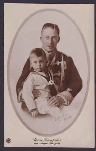 Ansichtskarte Berühmte Persönlichkeit Kronprinz Wilhelm von Preußen mit Sohn