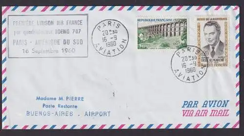 Flugpost Brief Air Mail Air France Frankreich Erstflug Paris Südamerika Buenos