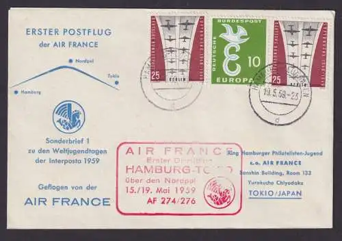 Flugpost Brief Air France Philatelie 1. Postflug Weltjugendtage Interposta Tokio