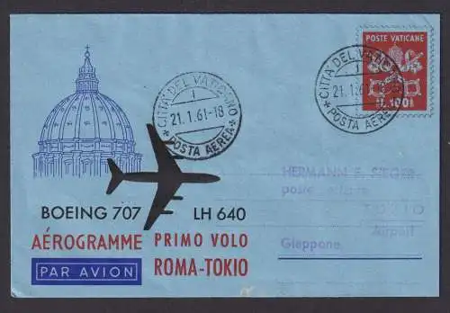 Flugpost Brief Air Mail Boeing 707 LH 640 Rom Tokio Japan Vatikan Zuleitung