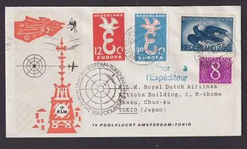 Nordpol Flugpost Brief Air Mail KLM Amsterdam Niederlande Erstflug Tokio Japan