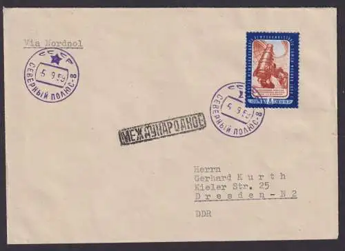Polarpost Flugpost Brief Air Mail Sowjetunion via Nordpol nach Dresden 5.9.1959