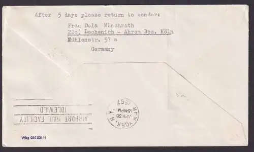 Flugpost Brief Air Mail Lufthansa Eröffnung Boeing 707 LH 402 München New York