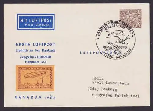 Flugpost Brief Air Mail Berlin Privatganzsache Bauten 1. Luftpost Liegnitz