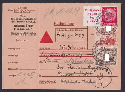 Deutsches Reich Zusammendruck MIF Hindenburg & WHW auf Nachnahme München