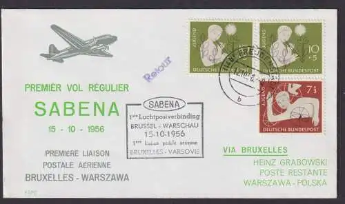 Flugpost Brief Air Mail Sabena Brüssel Warschau Polen Bund Freudenstadt