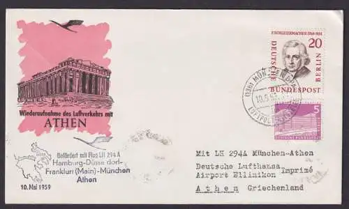 Flugpost Brief Air Mail Berlin Bauten Lufthansa LH 194 A München BPA Athen