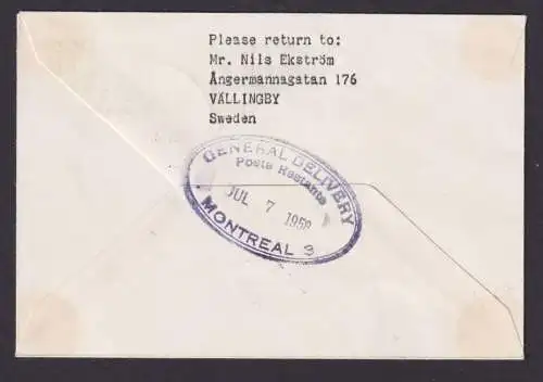 Flugpost Brief Air Mail Schweden SAS Erstflug Stockholm Montreal Kanada 4.7.1958