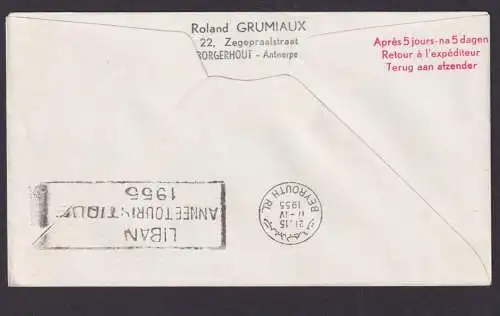 Flugpost Brief Air Mail Sabena toller Umschlag Weltkugel Globus Brüssel Beirut