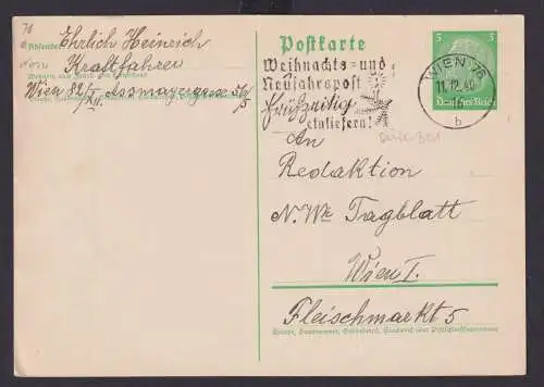 Ganzsache Ostmark Wien Österreich Deutsches Reich Drittes Reich Karte Postsache