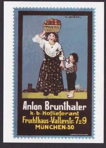 Künstler Ansichtskarte Reklame Werbung Anton Brunthaler Fruchthaus München