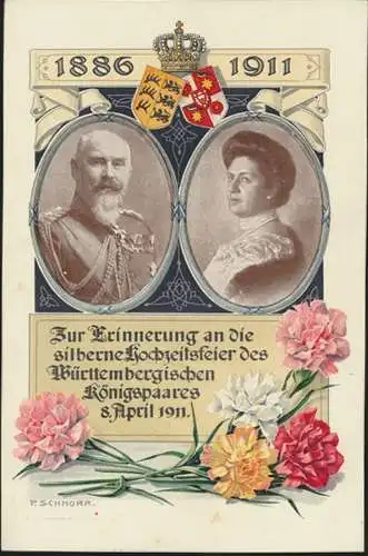 Reich Privatganzsache PP 27C125 Hochzeit Königspaar Württemberg Künstler Schnorr