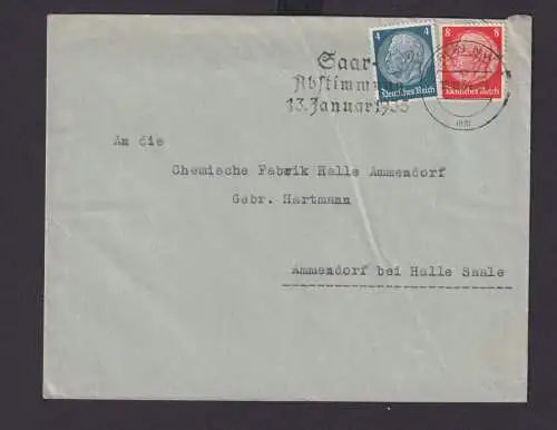 Berlin Deutsches Reich Drittes Reich Brief SST Saarabstimmung 13. Januar 1935