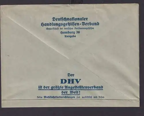 ASF Absenderfreistempel Hamburg Deutsches Reich Drittes Reich Brief n. Michelau
