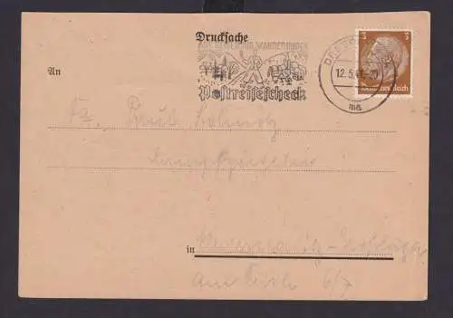 Deutsches Reich Drittes Reich Karte Postsache SST Auf Reisen und Wanderungen