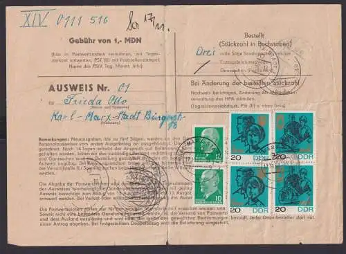DDR Ostalgie Karl Marx Stadt Ausweis Gebühr 1,- MDM für Postwertzeichen