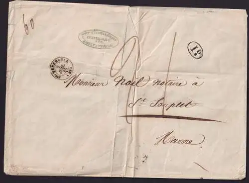 Frankreich Brief mit K2 Sainte-Menehould + kleinem ovalen I.D nach Saint Souplet