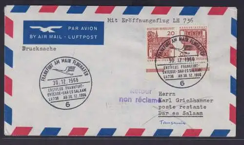 Flugpost airmail Brief Eröffnungsflug LH 736 Destination Dar es Salaam ab Frank-
