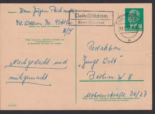 Klein Döbben über Cottbus Brandenburg DDR Postkarte Landpoststempel n.