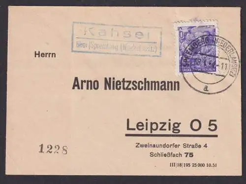 Kahsel über Spremberg Nieder Lausitz Brandenburg DDR Brief Landpoststempel