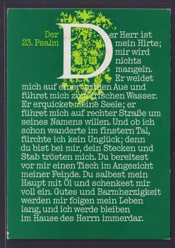 Ansichtskarte Glaubenskarte Der 23.Psalm Bibeltext Der Herr ist mein Hirte...