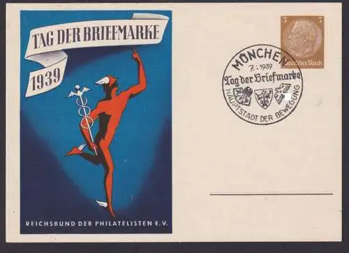Deutsches Reich Privatganzsache Philatelie Tag der Briefmarke SST München 1939