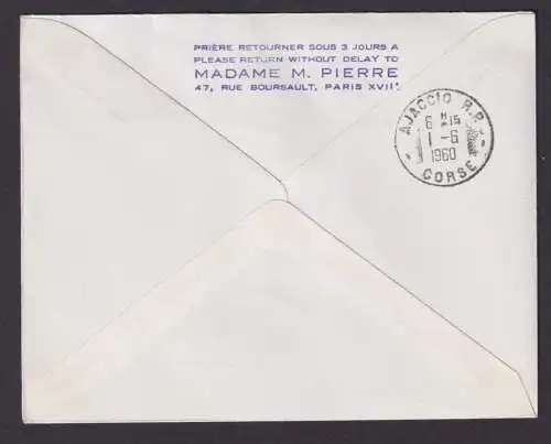 Flugpost Brief Air Mail Air France Erstflug Nizza Ajaccio Frankreich 1.6.1960