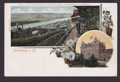 Litho Ansichtskarte Petersberg a. Rhein NRW Königswinter Godesberg