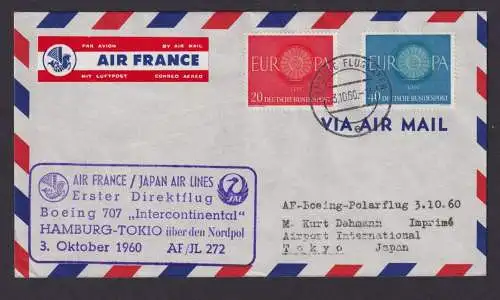 Flugpost Brief Air France Japan Airlines 1. Direktflug Boeing 707 Hamburg