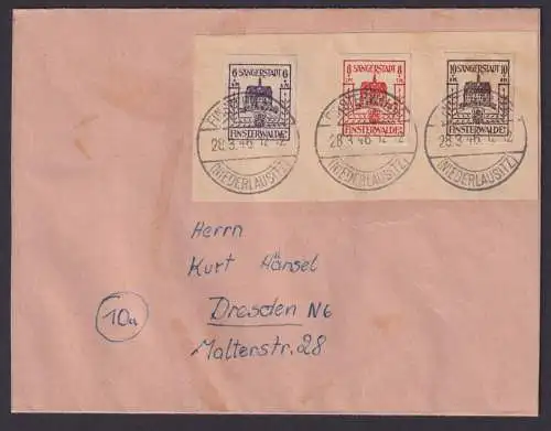 Lokalausgaben Finsterwalde Wiederaufbau Brief MIF nach Dresden 28.3.1946.