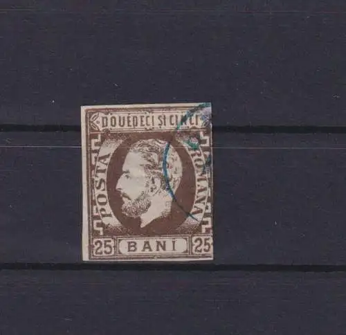 Rumänien Fürst Karl I. 28 25 Bani braun gestempelt Kat. 55,00 Ausgabe 1871